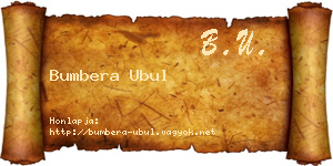 Bumbera Ubul névjegykártya